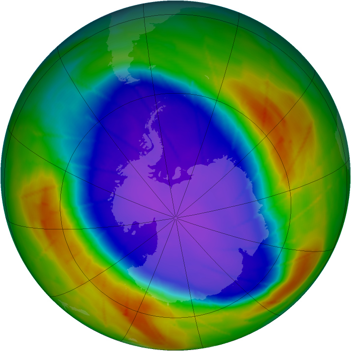 Antarctic ozone map for 25 September 2009
